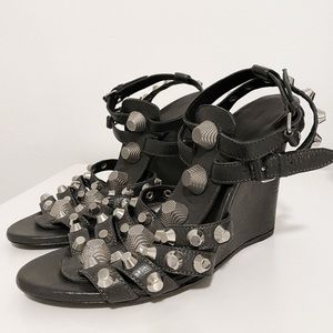 Balenciaga Arena Leather Wedge Sandals